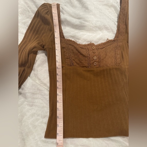 Free People Mustard Long Sleeve Blouse - Picture 7 of 12